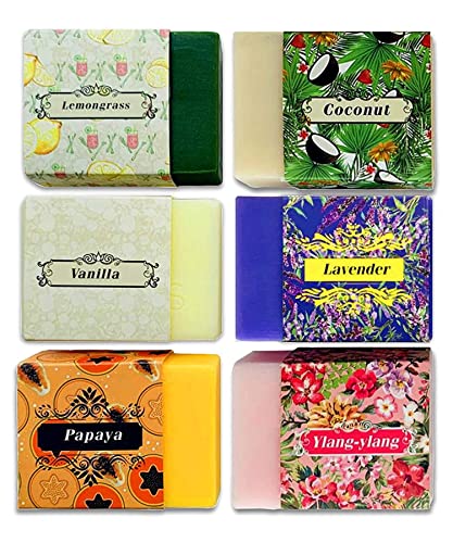 Handmade Soap Bar Gift Set. 6 Artisan Aromatherapy Soaps for Men and Women Bath Gift Set. Hand and Body Soap Bars for Women Men and Kids. Natural Specialty Soap for Sensitive Skin