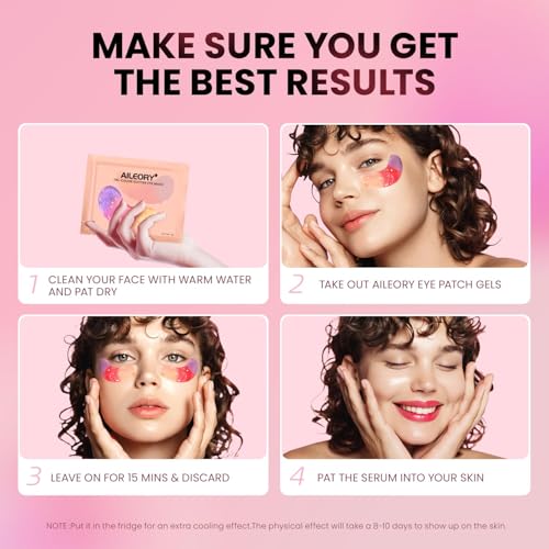 AILEORY Under Eye Patches (24 Pairs) - Tri-color Glitter Eye Gel Pads for Dark Circles, Puffy Eyes, Under eye Bags, Wrinkles | Natural Collagen Under Eye Mask Patches, Gel Under Eye Patches
