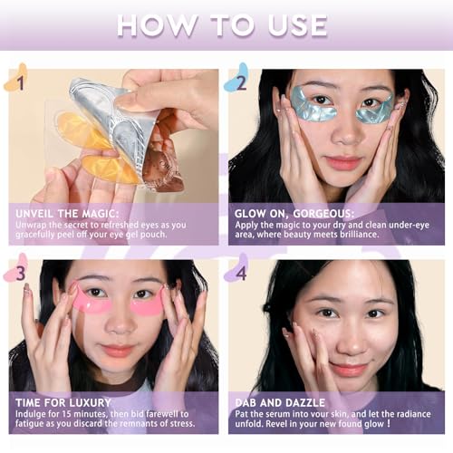 ORLASKIN Eye Patches Under Eye Mask Skincare Hyaluronic Acid Under Eye Patches for Teen Girls Puffy Eyes and Dark Circles 24k Gold,Hyaluronic Acid,Rose,Eye Mask Pads Bag Treatment Skin Care(30Pairs)