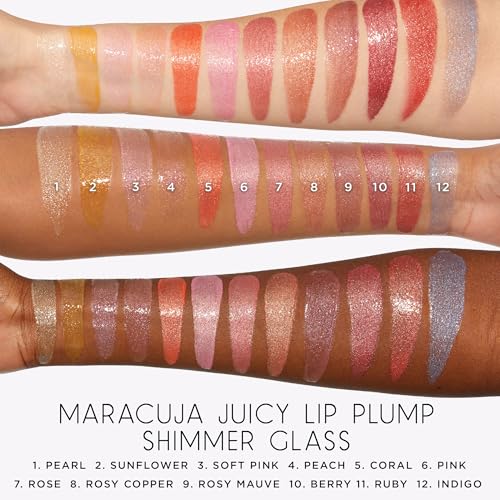 tarte maracuja juicy shimmer glass lip plump – Hydrating & Volumizing Lip Gloss Balm with Hyaluronic Acid & Vitamin E, Plumps & Moisturizes, Vegan & Cruelty-Free, full size, rosy copper