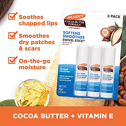 Palmer's Cocoa Butter Lip Balm & Face Body Moisturizer Sticks (Pack of 3)