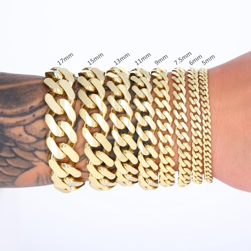 Nuragold 14k Real Yellow Gold Royal Monaco Miami Cuban Link Chain Bracelet - 6mm,8.5"