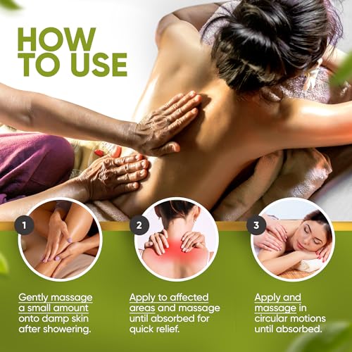 Arnica Sore Muscle Massage Oil – 100% Pure & Natural - Massage Therapy for Muscles & Joints – Body Oil Infused with Arnica Extract, Lavender Oil, Peppermint Oil & Chamomile Oil – 8 FL OZ