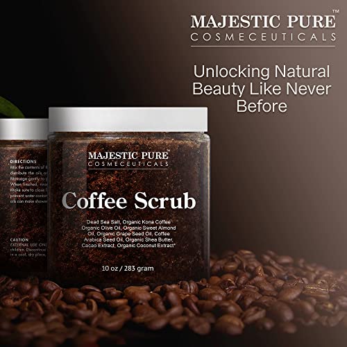 Majestic Pure Arabica Coffee Body Scrub, Exfoliating Polish, 10 Oz