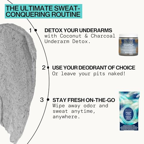 Pacifica Underarm Body Scrub - Armpit Detox Coconut & Charcoal Deodorant– Exfoliating & Nourishing for Natural Deodorant Users – Aluminum-Free & Safe for Sensitive Skin, Vegan & Cruelty-Free, 7 fl oz
