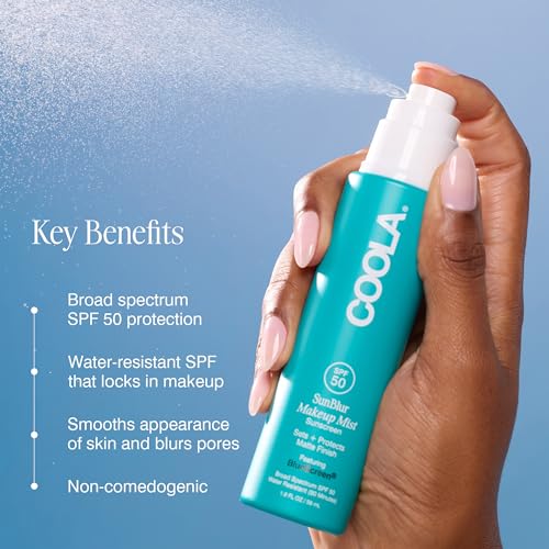 COOLA SunBlur Matte Makeup Setting Spray SPF 50, Face Sunscreen, 1 fl oz