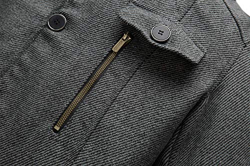 wantdo Men's Casual Coat Cold Weather Wool Jacket Overcoat Thick Grey Medium