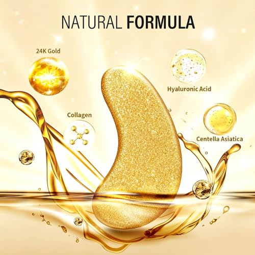 Maskiss 24k Gold Under Eye Patches (50 Pairs), eye mask, Collagen Skin Care Products, Eye Patches for Puffy Eyes, eye masks for dark circles and puffiness
