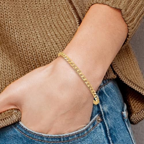 IceCarats 14K Yellow Gold 3.35mm Curb Chain Link Bracelet Anklet, 10 inch