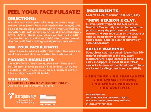 Aztec Secret – Indian Healing Clay – Deep Pore Cleansing Facial & Body Mask – The Original 100% Natural Calcium Bentonite Clay – New Version 2-32 Oz (Pack of 1)
