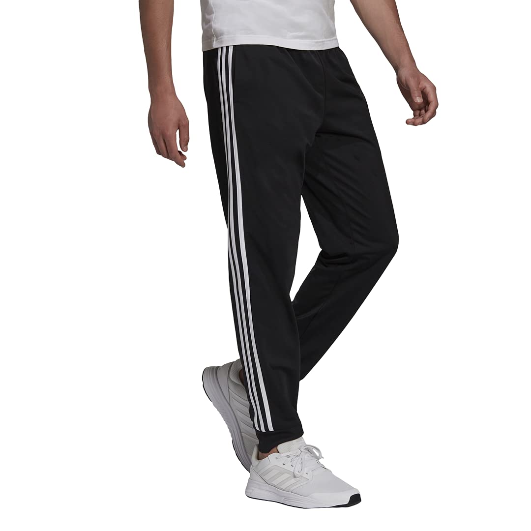 adidas Men's Essentials Warm-Up Slim Tapered 3-Stripes Tracksuit Bottoms, Black/White, X-Large
