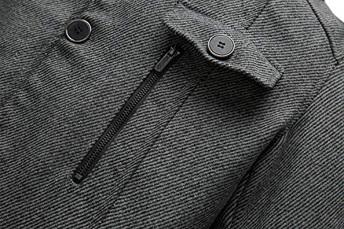 wantdo Men's Slim Fit Pea Coat Warm Winter Windproof Wool Jacket Grey 2XL