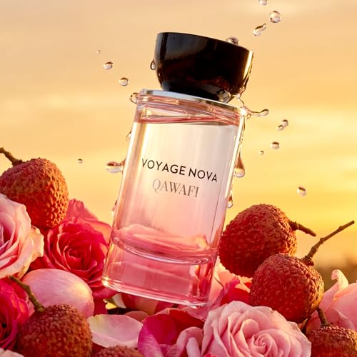 QAWAFI Voyage Nova Eau de Parfum for Women, Lychee Bergamot Ginger, Rose Peony Cocoa Blossom, Elegant Patchouli, Long Lasting Spring Fall Perfume, 50ml &1.7fl oz