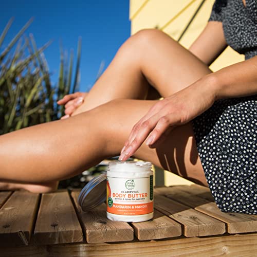 Petal Fresh Pure Clarifying Mandarin & Mango Body Butter, Organic Coconut Oil, Argan Oil, Shea Butter, Purifying and Toning, For All Skin Tupes, Natural Ingredients, Vegan and Cruelty Free, 8 oz