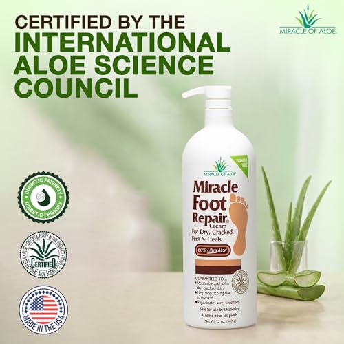 Miracle Foot Repair Cream, 32 Oz, Aloe Foot Cream For Dry Cracked Feet