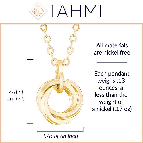 Classy 14K Yellow Gold-Filled Simple Love Knot Circle Pendant Necklace with 20 Inch Chain Elegant Designer Jewelry Gift Idea for Women