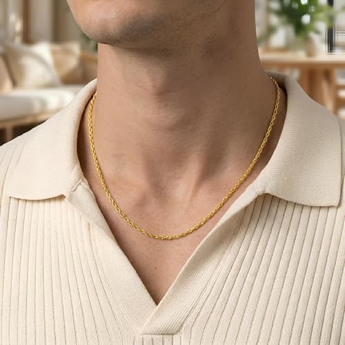 Floreo 14k Yellow Gold 3.3mm Cable Charm Link Chain Necklace, 18 Inch