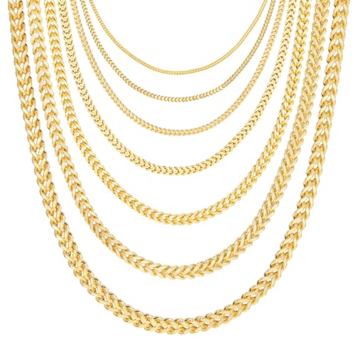 Nuragold 14K Real Yellow Gold Square Franco Box Chain Wheat Necklace - 16",2.5mm