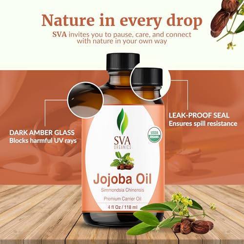 SVA Organic Jojoba Seed Carrier Oil with Dropper, 4 Fl Oz (118 ml)