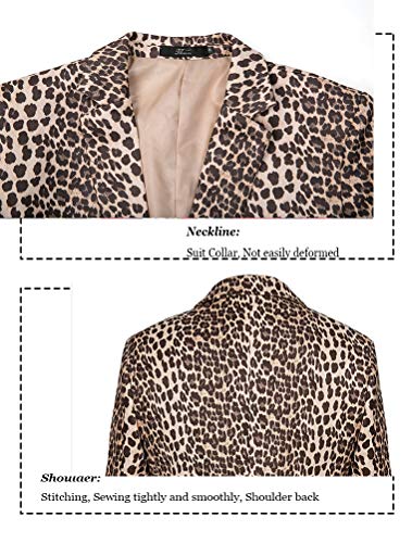 THWEI Mens Blazer Hipster Leopard Print Tuxedo Luxury Notched Lapel Slim Fit Stylish Sport Coats Jacket