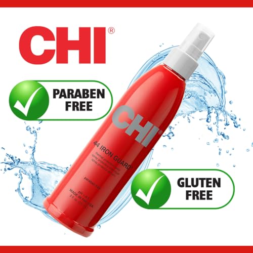 CHI 44 Iron Guard Thermal Protection Spray for Hair, Heat Damage Shield with Ceramic Minerals, Lightweight Styling Spray, Frizz Control & Shine Enhancer, 8 Fl Oz