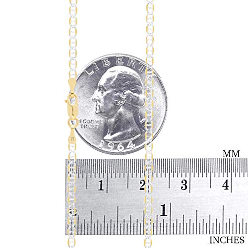 Nuragold 10k Real Yellow Gold Mariner 2.5mm Chain Anchor Link Pave Necklace - 26"