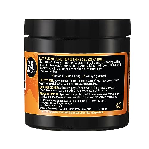Hair Gel by SoftSheen-Carson Dark and Lovely Let's Jam, Shining and Conditioning Gel, Extra Hold, For all Hair Types, Styling Gel Also Great for Braiding, Twisting & Smooth Edges, 4.4oz