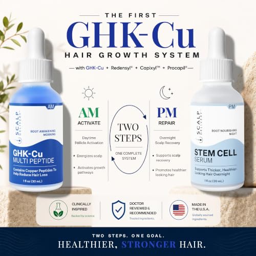 Scalp Delivery AM/PM GHK-Cu Peptide Scalp Serum | Stem Cell Hair Serum with Redensyl + Capixyl + AnaGain + Procapil | Multi-Peptide for Hair Density | 2 × 30 mL