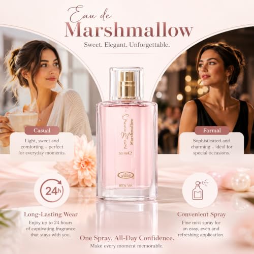 Al-Rehab Choco Musk Marshmallow Eau de Parfum for Women - 50ml (1.65 oz) | Gourmand Perfume with Marshmallow | Sweet, Fluffy & Addictive | Long-Lasting Arabian Dessert Scent