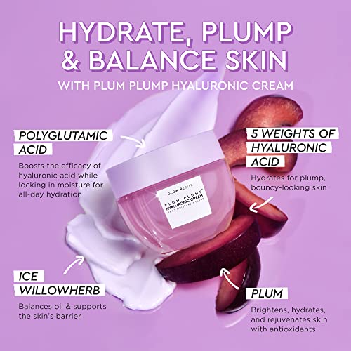 Glow Recipe Plum Plump Hyaluronic Acid Face Cream Moisturizer, Korean Moisturizer for Dry Skin, Plumping + Firming Hydration, Polyglutamic Acid + Peptides, Refillable (50ml)