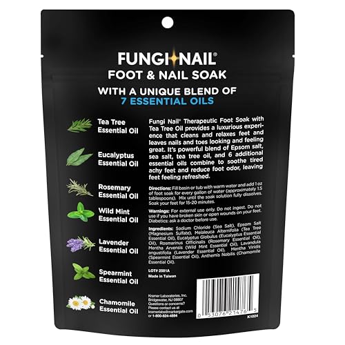 Fungi-Nail Foot & Nail Soak with Tea Tree Oil, 1 Pound, Moisturize, Reduce Foot Odor, & Soothe Aching Feet, Therapeutic Blend of Rich Mineral Epsom Salt, Pure Sea Salt, and 7 Essential Oils