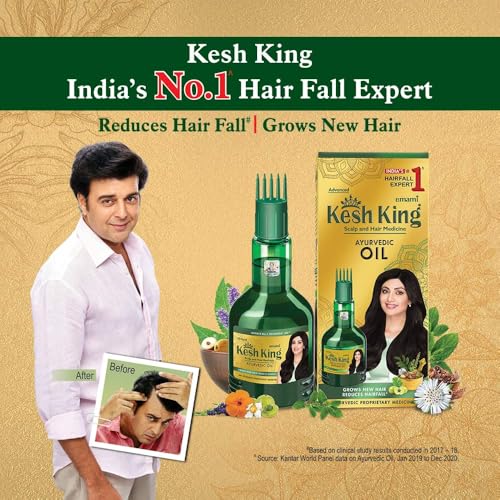 Kesh King Ayurvedic Hair Oil | Herbal Oil with Bhringraj & Amla | Enhance Hair Growth | Reduce Hairfall | Nourishes Scalp | Provides Long & Thick Hair | 1.69 Fl Oz/50ml