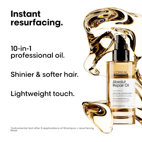 L'Oréal Professionnel Absolut Repair 10-in-1 Oil – For Dry Hair, 3.04 Fl Oz
