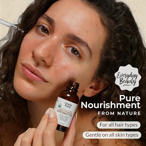 Organic Fractionated Coconut Oil | 100% Pure, Cold-Pressed | USDA Certified Organic | Amber Glass Bottle with Glass Dropper | For Face, Skin, & Hair - 1 Fl Oz