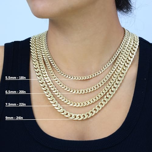 Nuragold 14K Real Yellow Gold Miami Cuban Link Chain Necklace Men & Women - 28",4mm