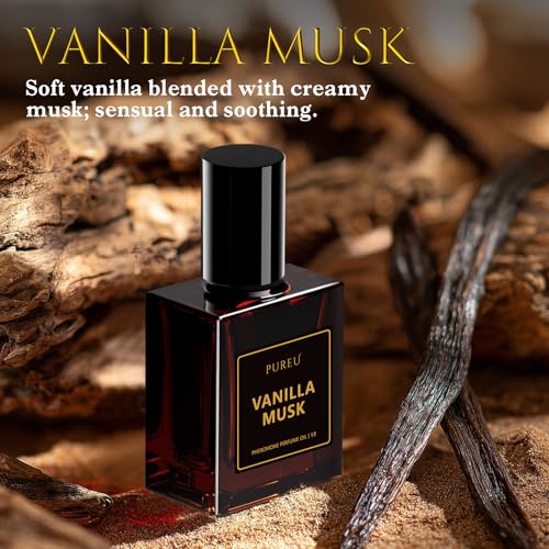 PUREU Pheromone Perfume for Woman, Vanilla Musk Perfume Long Lasting Pheromones Perfumes 0.34FL OZ/10ML Roll On Travel Size Essential Pheromone Oil Fragrance Eau De Parfum, Made in USA