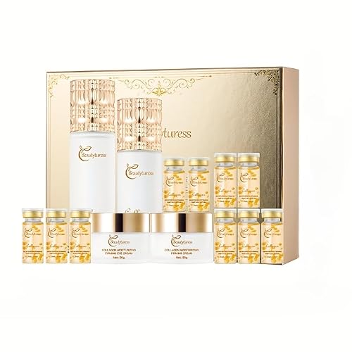 Collagen Skincare Set - 14pcs - Face Care with Niacinamide, Hyaluronic Acid - Smoothing Skin & Firming Skin,Hydrating Skincare kit Include Toner, Serum, Lotion, Eye Cream, Face Cream （Korean -style）