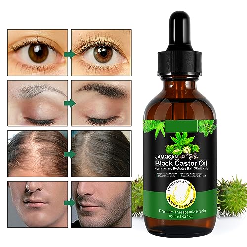 NIFEISHI Organic Castor Oil Cold Pressed Unrefined Glass Bottle, Jamaican Black Castor Oil for Hair Growth, Skin Care, Eyelashes, Eyebrows fl oz