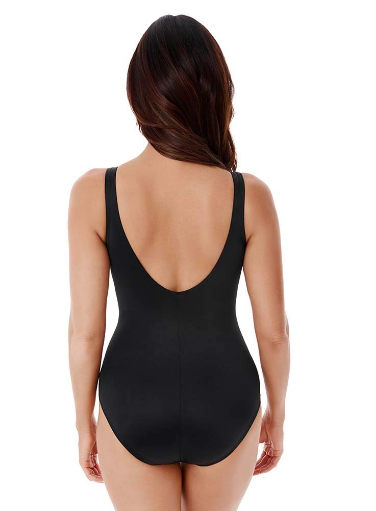 Miraclesuit Women's Swimwear Illusionists Circe Soft Cup Tummy Control One Piece Swimsuit, Black, 12