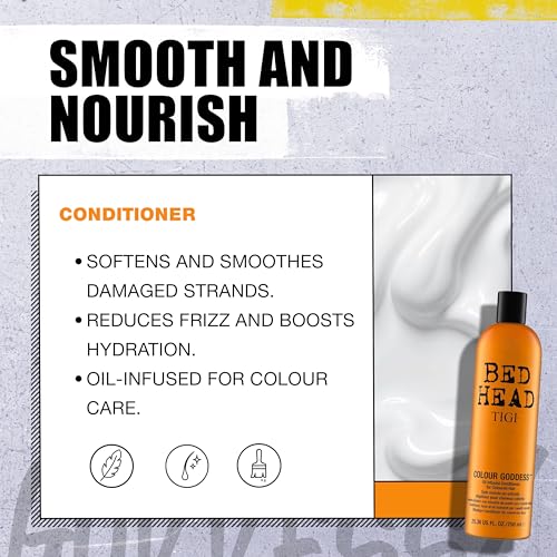TIGI Bed Head Urban Antidotes Colour Goddess Shampoo and Conditioner Set for Dyed Hair, Color Protectant Hair Care Duo, 25.35 fl oz.