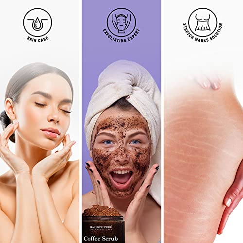 Majestic Pure Arabica Coffee Body Scrub, Exfoliating Polish, 10 Oz