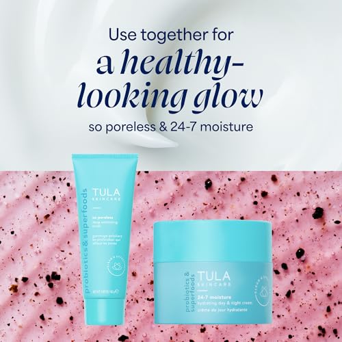 TULA Skin Care So Poreless Exfoliating Blackhead Scrub - Powerful and Gentle Exfoliation, Refreshing and Smoothing, Contains prebiotic Extracts, Volcanic Sand, Pink Salt, and Witch Hazel, 2.89 oz.