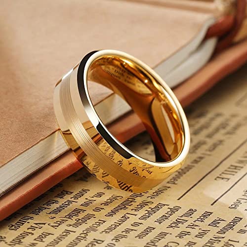 King Will 8mm 18K Gold Plated Tungsten Wedding Ring Brush Center Size 10