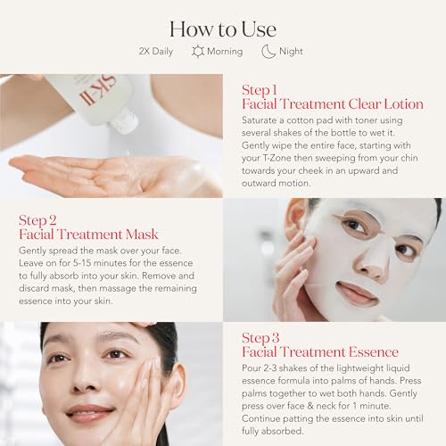 SK-II First Experience Skin Care Set - Gift Set Includes Treatment Face Masks, Facial Essence & Face Toner - Helps Improve Dryness, Refine Skin Texture & Reduce Fine Lines & Wrinkles (4 Count)