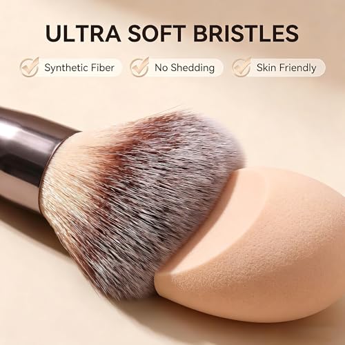 Travel Makeup Brush Set with Case & Sponge for Foundation Powder Blush 14