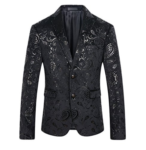 Men's luxury Casual Dress Suit Slim Fit Stylish Blazer Black Small