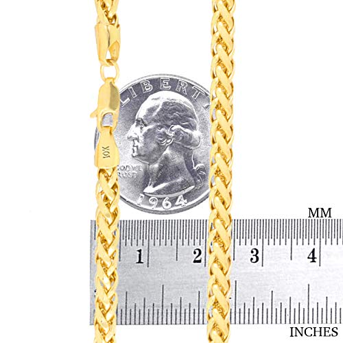 Nuragold 10k Real Yellow Gold 4mm Palm Wheat Spiga Round Chain Necklace - 26"