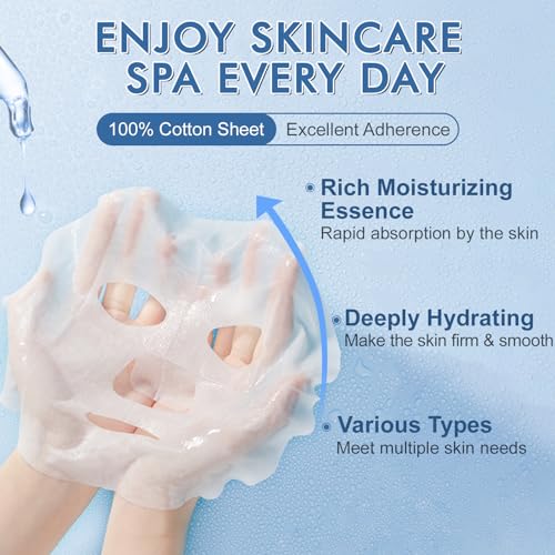 9 Pack Collagen Face Masks Skincare for Women, Hydrating Sheet Face Masks