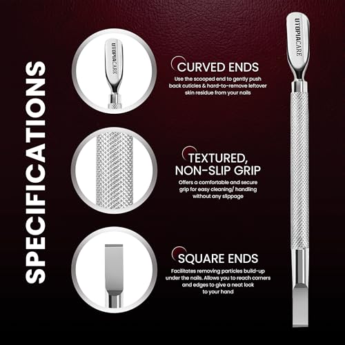 Utopia Care Cuticle Pusher Tool & Spoon Nail Cleaner