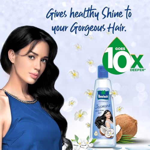 Parachute Advansed Jasmine Enriched Coconut Hair Oil with Vitamin-E | For Scalp Nourishment| Stronger, Softer, Silkier Hair | Indian Hair Oil | All Hair Types| 10.1 Fl.oz